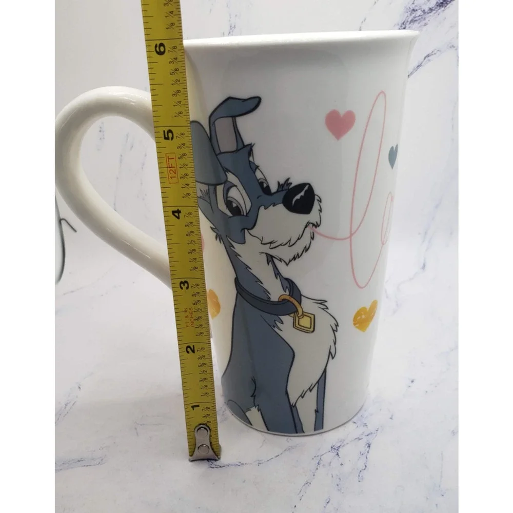 Lady and the Tramp White Love and Hearts Disney Tall 6 Inch Coffee Mug